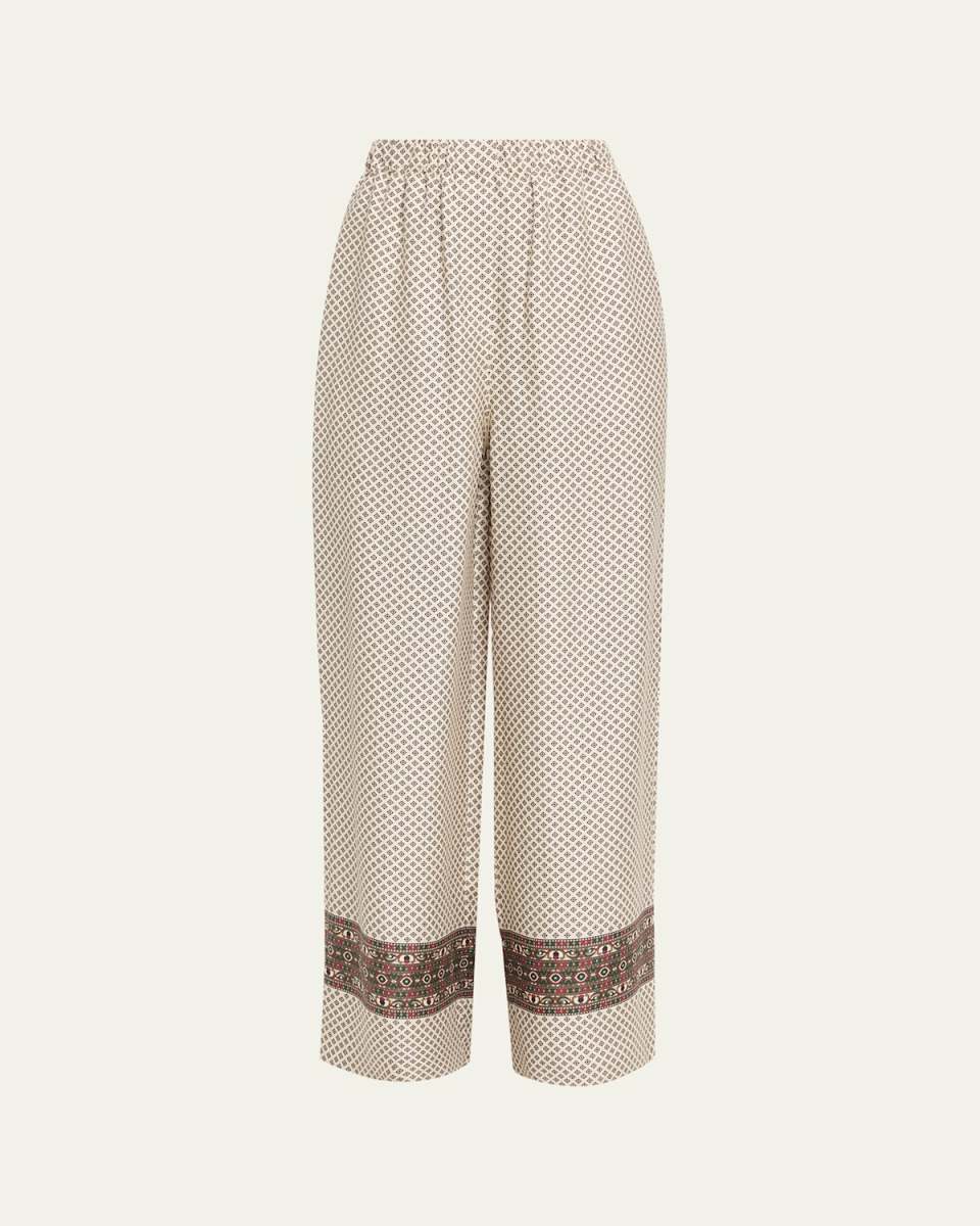 Valerio Silk Straight-Leg Pull-On Trousers